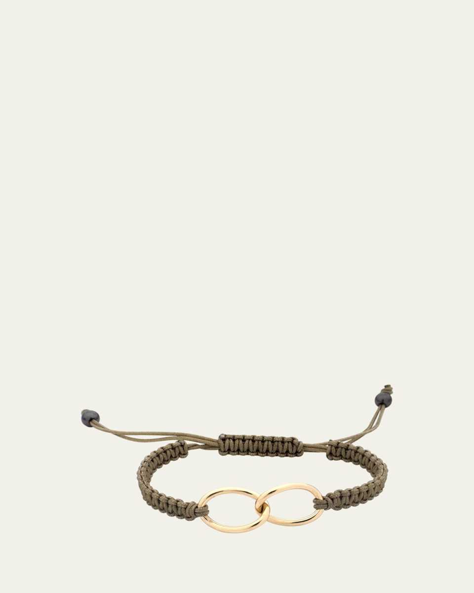 Nodi 18K Yellow Gold Double Loop Macrame Bracelet, Dark Green